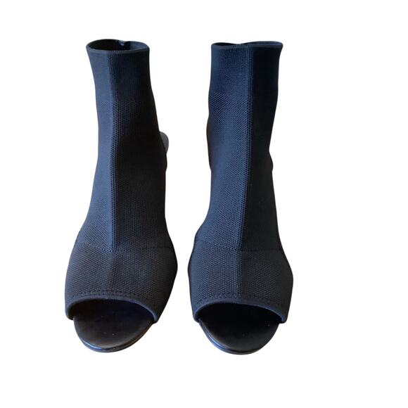 DKNY BLACK KNIT UPPER OPEN TOE & HEEL ANKLE BOOTIES 8-8.5 - Picture 5 of 8